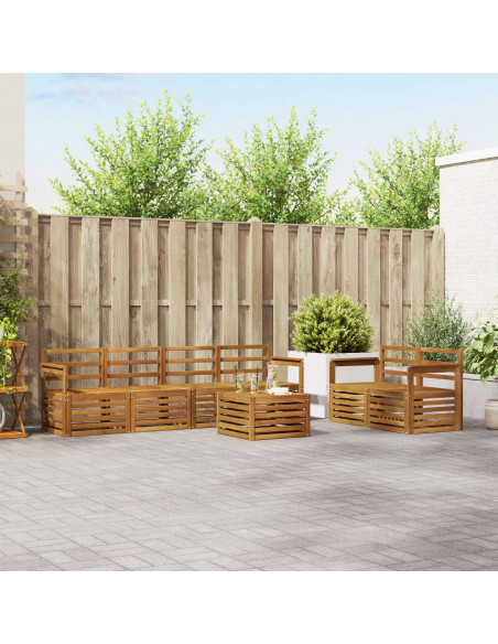 Set divani 7 pcs Naturale Legno di Acacia Massello