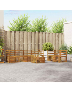 Set divani 7 pcs Naturale Legno di Acacia Massello