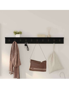 Appendiabiti a muro Rovere Nero 100 x 10,5 x 10,5 cm