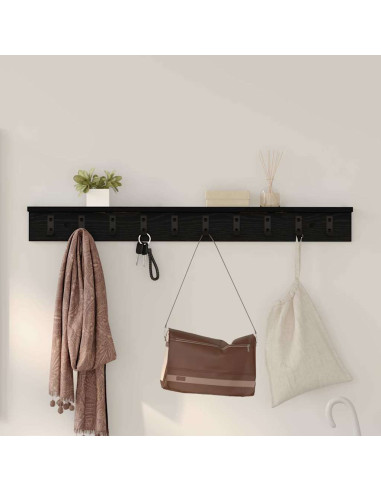 Appendiabiti a muro Rovere Nero 100 x 10,5 x 10,5 cm