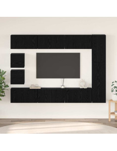 Set mobile TV 10 pcs Rovere Nero Legno multistrato