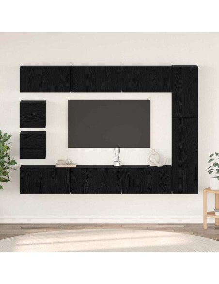 Set mobile TV 10 pcs Rovere Nero Legno multistrato