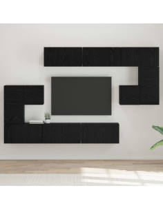 Set mobile TV 10 pcs Rovere Nero Legno multistrato