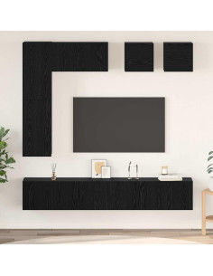 Set mobile TV 8 pcs Rovere Nero Legno multistrato