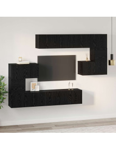 Set mobile TV 8 pcs Rovere Nero Legno multistrato