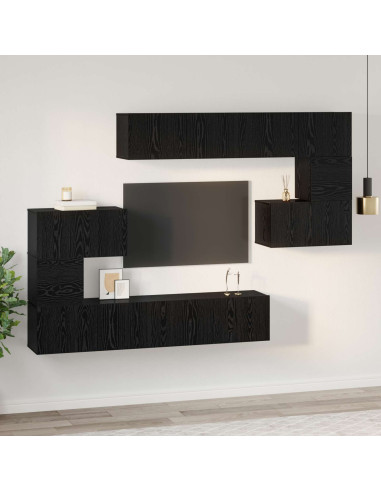 Set mobile TV 8 pcs Rovere Nero Legno multistrato