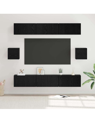 Set mobile TV 8 pcs Rovere Nero Legno multistrato