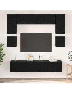 Set mobile TV 8 pcs Rovere Nero Legno multistrato