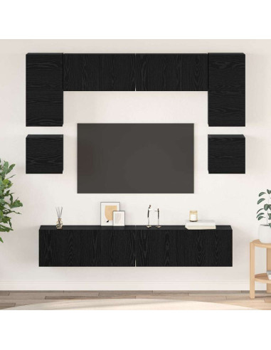 Set mobile TV 8 pcs Rovere Nero Legno multistrato