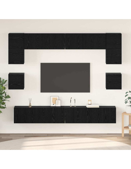 Set mobile TV 8 pcs Rovere Nero Legno multistrato