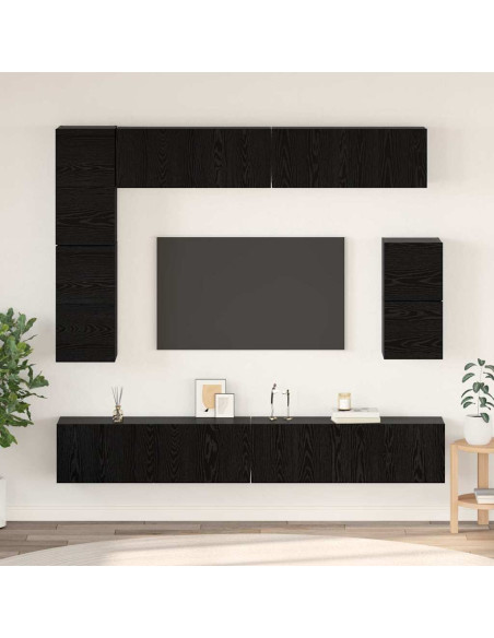 Set mobile TV 8 pcs Rovere Nero Legno multistrato