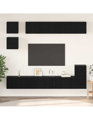 Set mobile TV 8 pcs Rovere Nero Legno multistrato