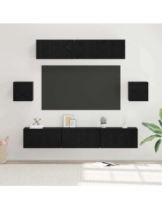 Set mobile TV 7 pcs Rovere Nero Legno multistrato