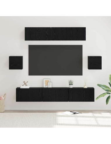 Set mobile TV 7 pcs Rovere Nero Legno multistrato