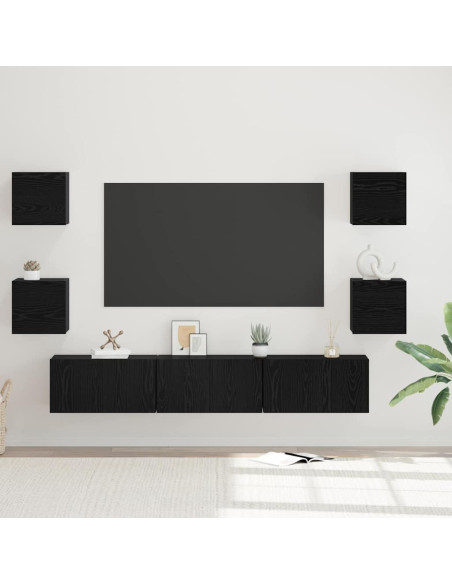 Set mobile TV 7 pcs Rovere Nero Legno multistrato