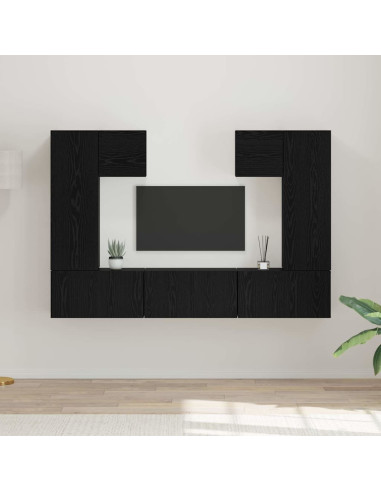 Set mobile TV 7 pcs Rovere Nero Legno multistrato