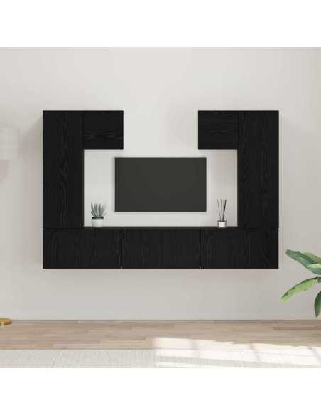 Set mobile TV 7 pcs Rovere Nero Legno multistrato