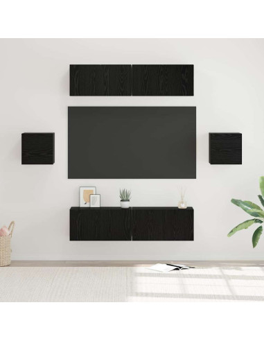 Set mobile TV 6 pcs Rovere nero Legno multistrato