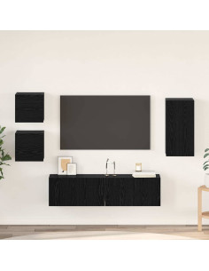 Set mobile TV 5 pcs Rovere Nero Legno multistrato