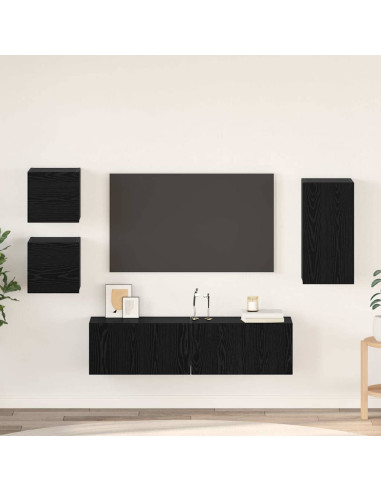 Set mobile TV 5 pcs Rovere Nero Legno multistrato