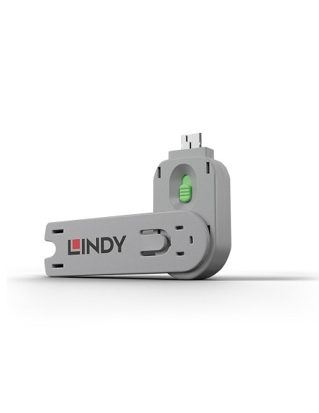 Lindy 40621 clip sicura Chiave bloccaporta USB tipo A Verde Acrilonitrile butadiene stirene (ABS) 1 pz
