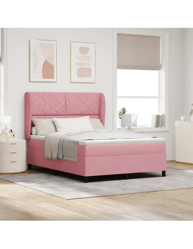 Letto a molle con materasso Rosa 200 x 160 cm Poliestere