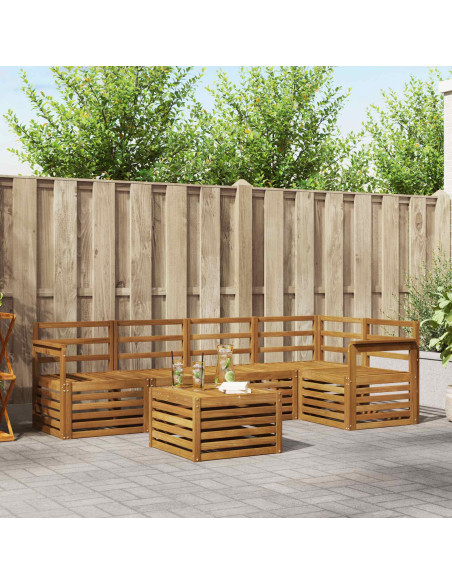 Set divani 6 pcs Naturale Legno di Acacia Massello