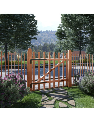 Cancello Singolo Recinzione Legno Nocciolo Impregnato 100x90 cm