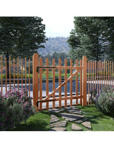 Cancello Singolo Recinzione Legno Nocciolo Impregnato 100x100cm