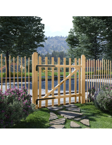 Cancello Singolo per Recinzione in Legno di Nocciolo 100x100 cm