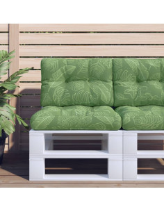 Cuscino per Pallet con Motivo a Foglie 60x40x12 cm in Tessuto