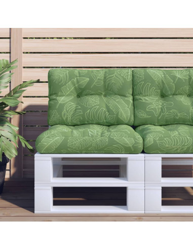 Cuscino per Pallet con Motivo a Foglie 60x40x12 cm in Tessuto