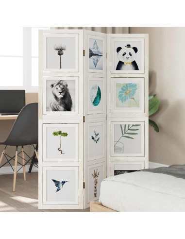 Divisorio Ambienti 3Pannelli Bianco Legno Massello di Paulownia