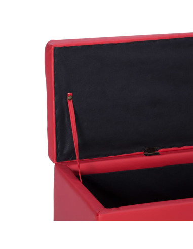 Panca con Vano Portaoggetti 116 cm Rosso in Similpelle