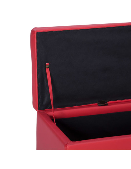 Panca con Vano Portaoggetti 116 cm Rosso in Similpelle