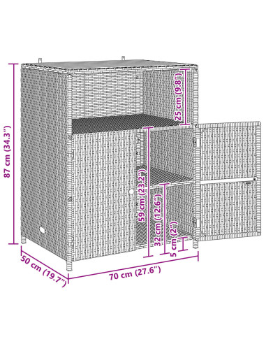 Armadietto Beige 70 x 50 x 87 cm Poliestere e Rattan Roly