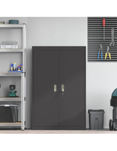 Armadio 2 pcs Nero 90 x 40 x 140 cm Acciaio