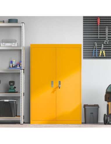 Armadio 2 pcs Giallo senape 90 x 40 x 140 cm Acciaio