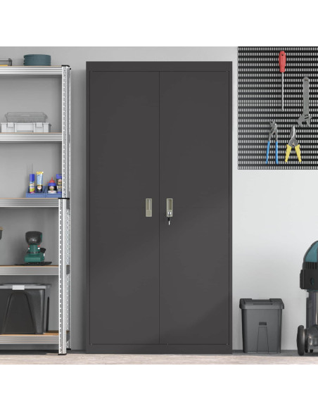 Armadio 2 pcs Nero 90 x 40 x 180 cm Acciaio