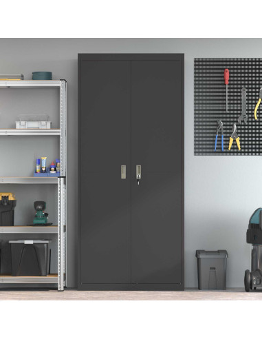 Armadio 2 pcs Nero 90 x 40 x 200 cm Acciaio