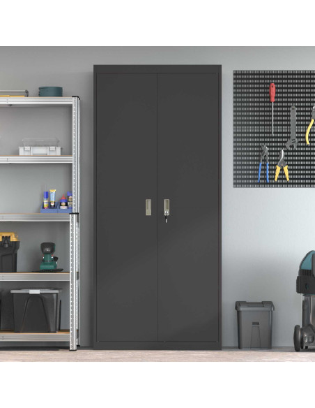 Armadio 2 pcs Nero 90 x 40 x 200 cm Acciaio