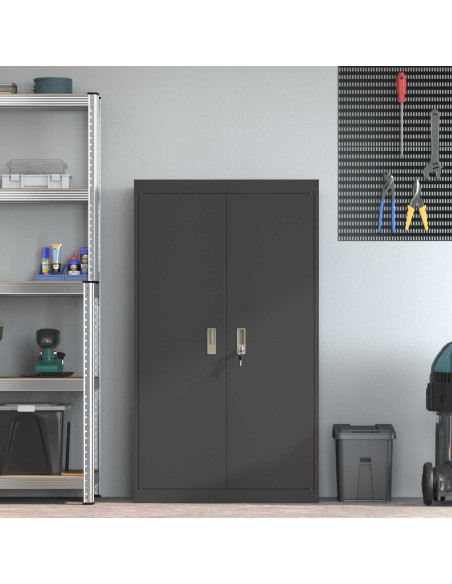 Armadio 2 pcs Nero 80 x 40 x 140 cm Acciaio