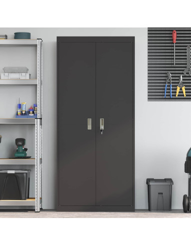 Armadio 2 pcs Nero 80 x 40 x 180 cm Acciaio