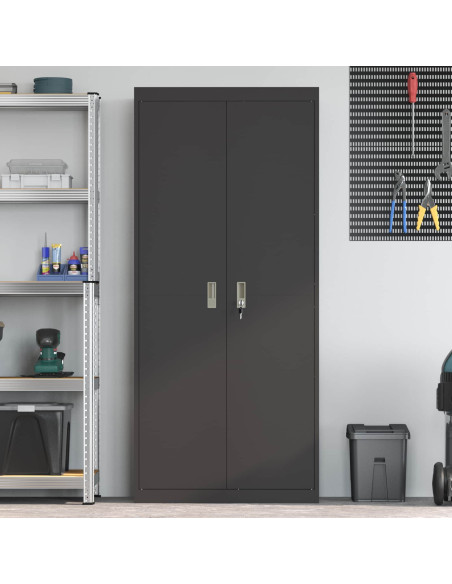 Armadio 2 pcs Nero 80 x 40 x 180 cm Acciaio