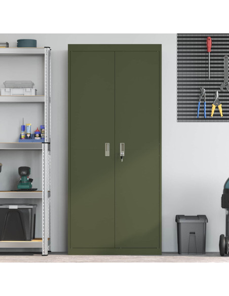 Armadio 2 pcs Verde oliva 80 x 40 x 180 cm Acciaio