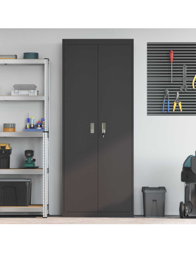 Armadio 2 pcs Nero 80 x 40 x 200 cm Acciaio