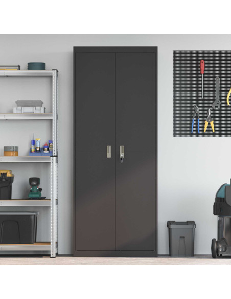 Armadio 2 pcs Nero 80 x 40 x 200 cm Acciaio