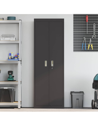 Armadio 2 pcs Nero 60 x 40 x 180 cm Acciaio