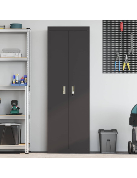 Armadio 2 pcs Nero 60 x 40 x 180 cm Acciaio