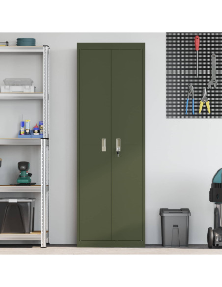 Armadio 2 pcs Verde oliva 60 x 40 x 180 cm Acciaio